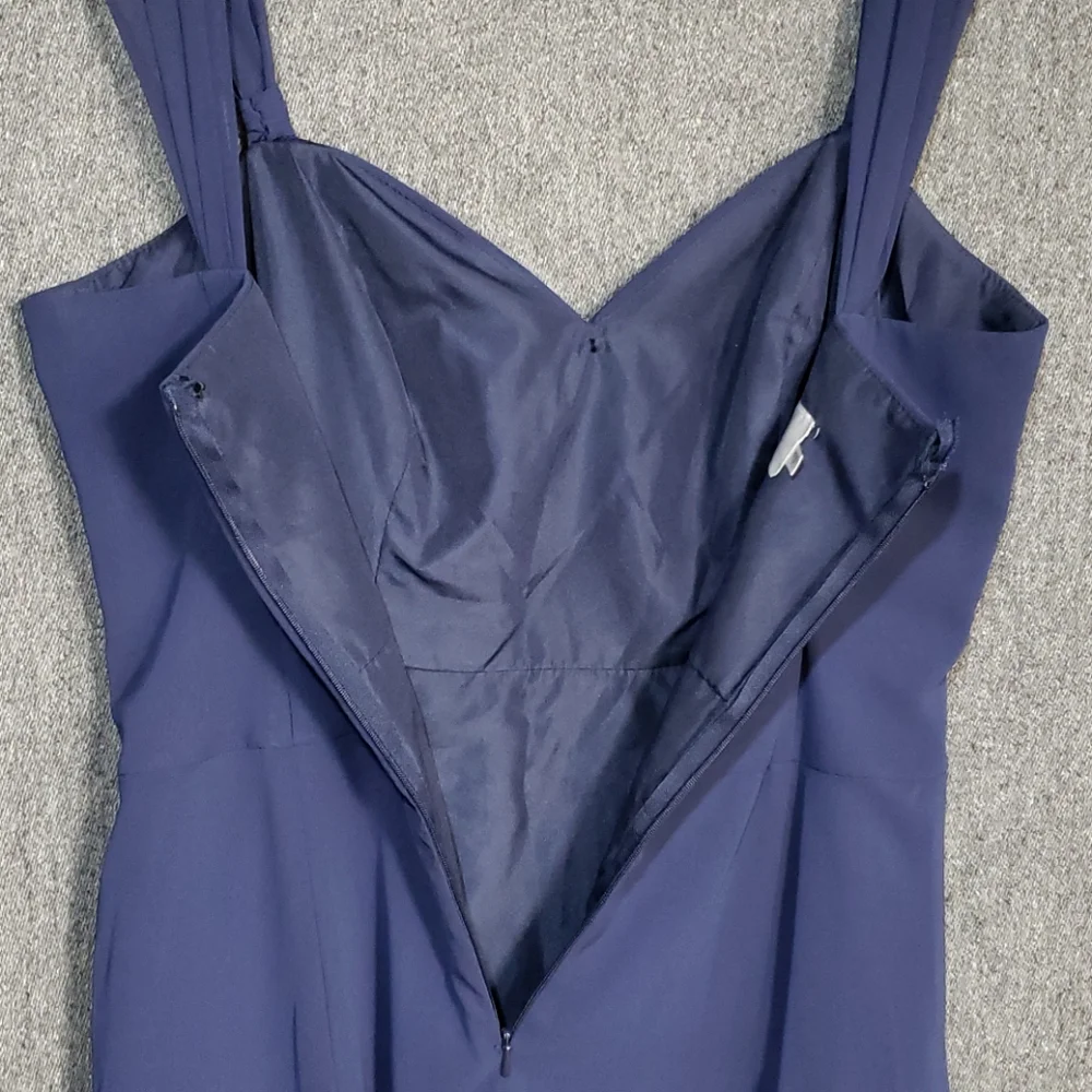 ^David’s Bridal Periwinkle Chiffon Floral Dress - Picture 8 of 14